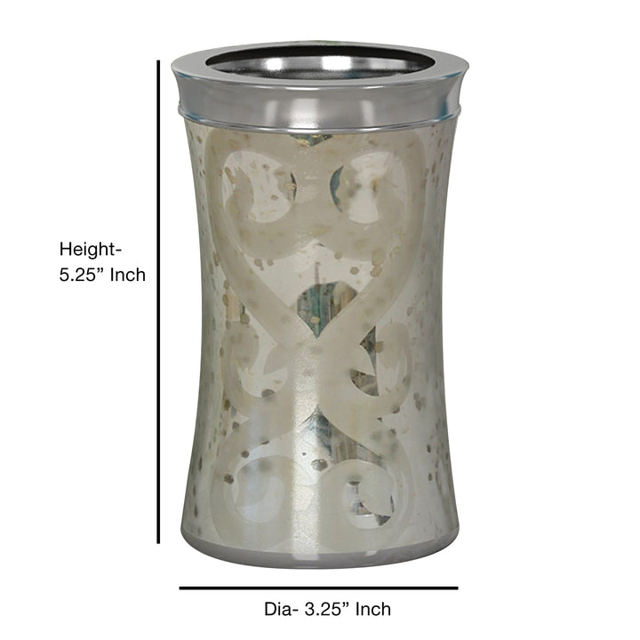 Mercury Glass Bathroom Tumbler Cup | Decorative Rinse Cup,Drinking Glass,Toothbrush & Makeup Brush Holder for Vanity Countertops,Sink & Desk | Etched/Mercury