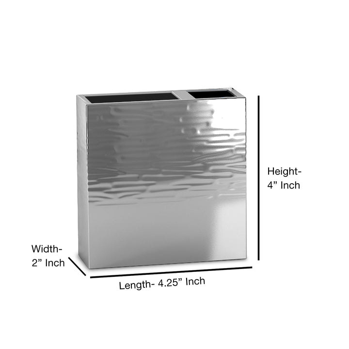 Metal Toothbrush Holder | Compact Multi-Slot Holder for Toothbrushes, Razors & Makeup Accessories | Shiny/Hammered