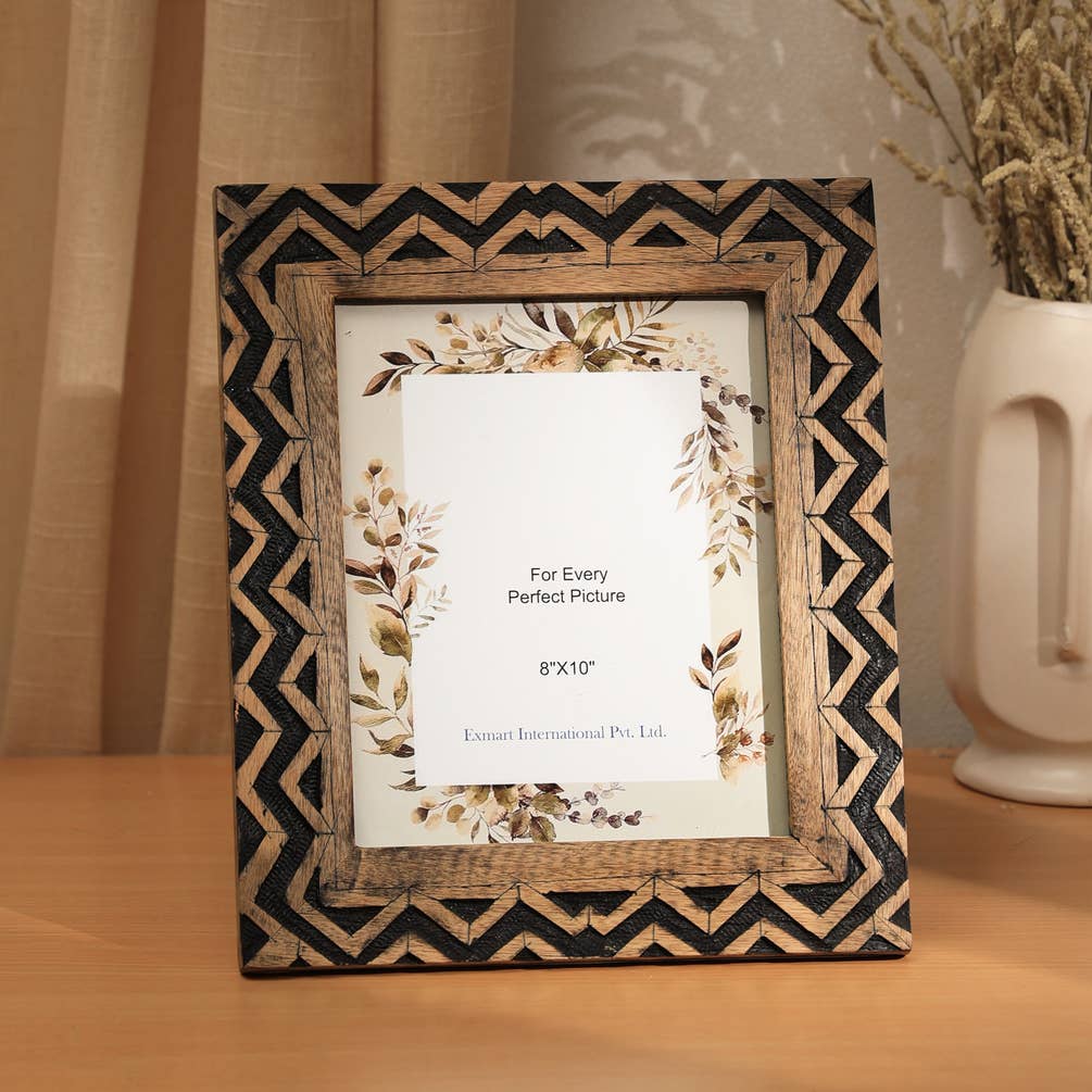 Wooden Carving Photo Frame 8'' X 10'' - Distress Black