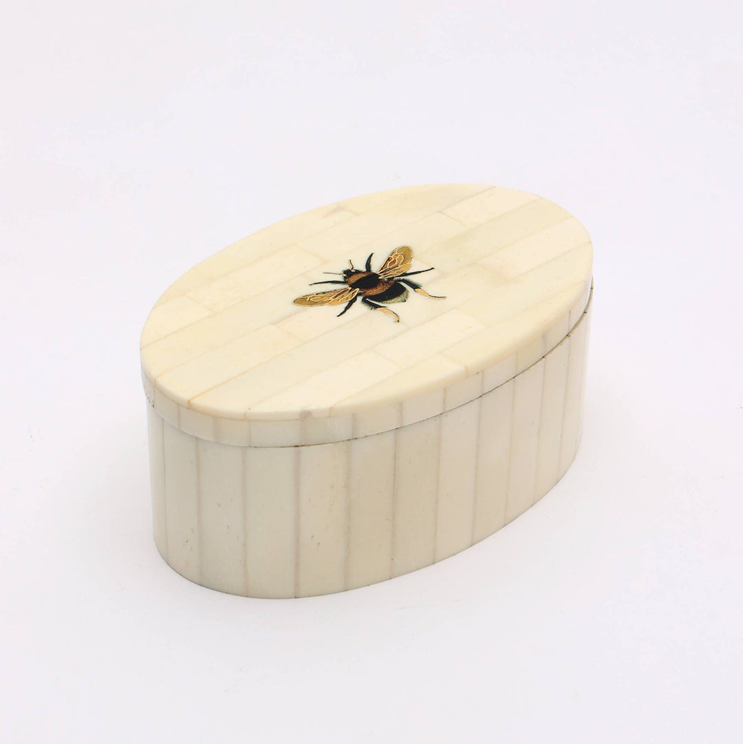 Decorative Storage Box with White Bone Material - 3.25"X5"X2"