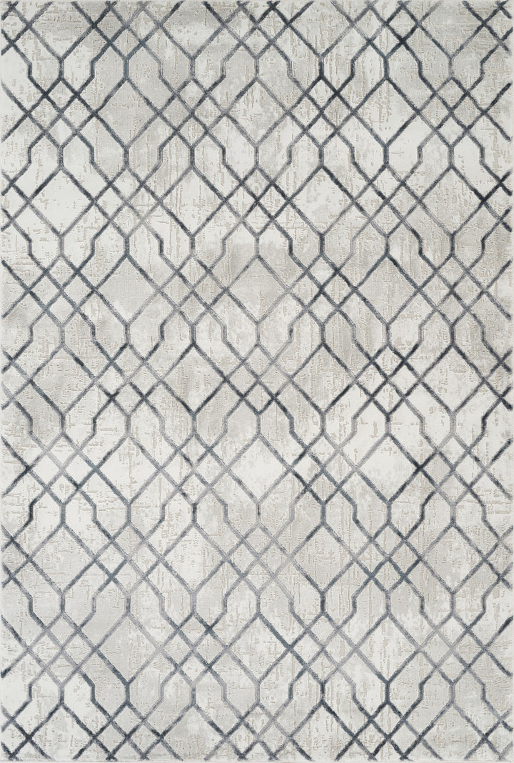 Troy Geometric Trellis Area Rug  | Soft Polyester Rug | Modern Moroccan Lattice Design Indoor Rug for Living Room, Bedroom & Dining Room