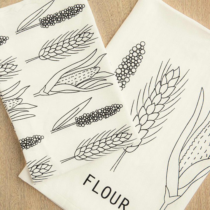 Flour Dish Towel Printed / White & Black - Cotton / Set Of 2 Pcs / 28 X 20.5 Inches (L X W) / Moq - 10 Sets