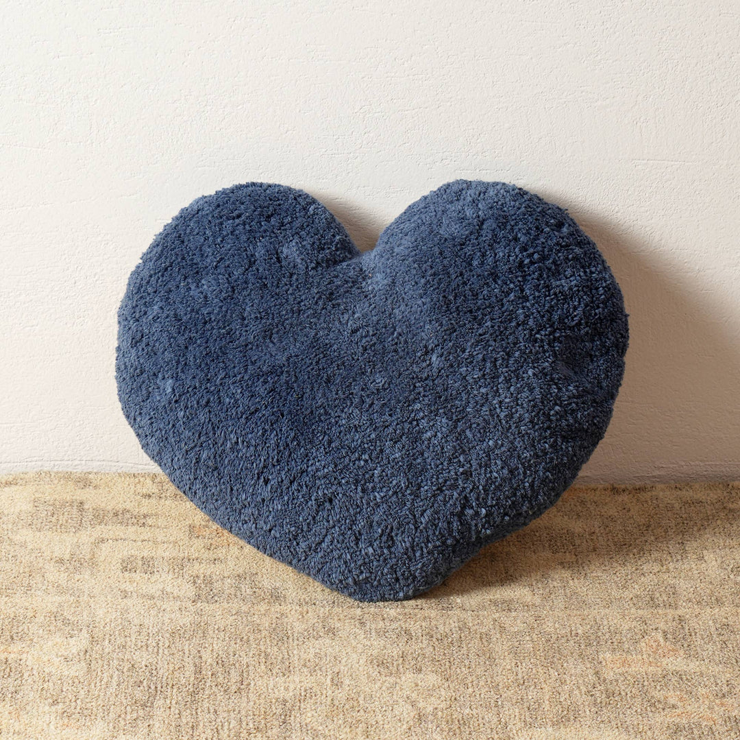 Heart Shape Tufted Pillow In Blue Colour