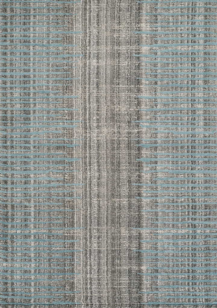 Modern Linear Abstract Area Rug, Blue & Ivory | Soft Polypropylene Blend | Contemporary Indoor Accent Rug