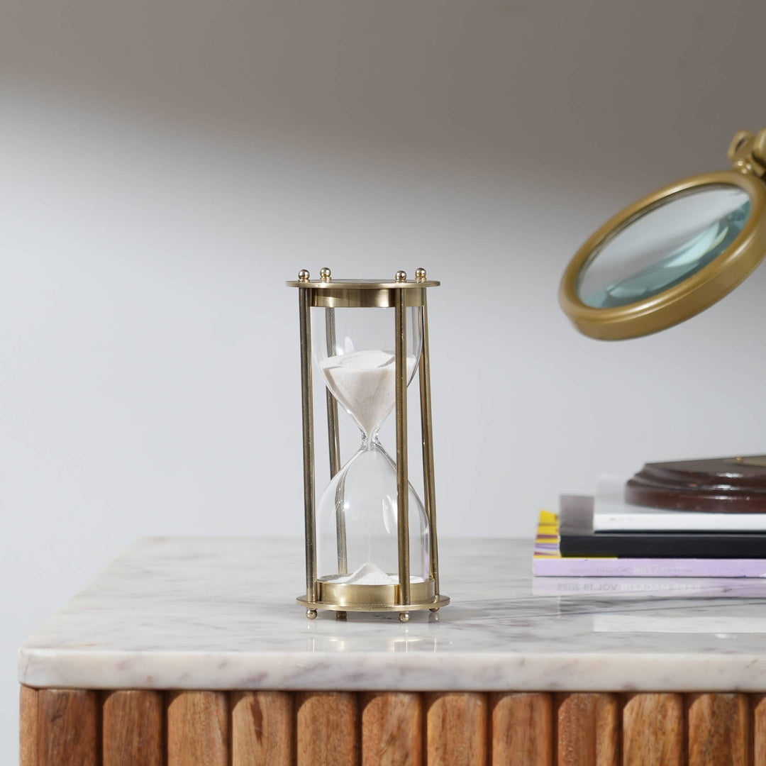 Decorative Aluminum Frame Sand Timer - Hourglass (2.75"X2.75"X6")