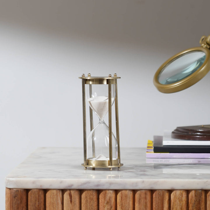 Decorative Aluminum Frame Sand Timer - Hourglass (2.75"X2.75"X6")