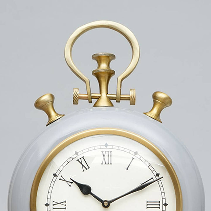 Accent Table Clock | Grey & Gold Aluminum Desk Clock | Stylish Modern Clock for Office and Home Decor