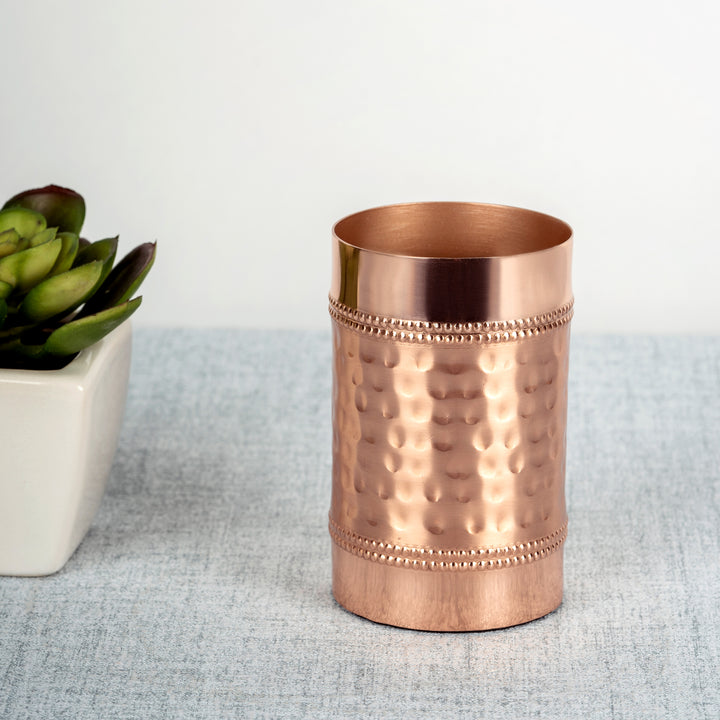 Stainless Steel Bathroom Tumbler Cup | Decorative Rinse Cup,Drinking Glass,Toothbrush & Makeup Brush Holder for Vanity Countertops,Sink & Desk | Copper