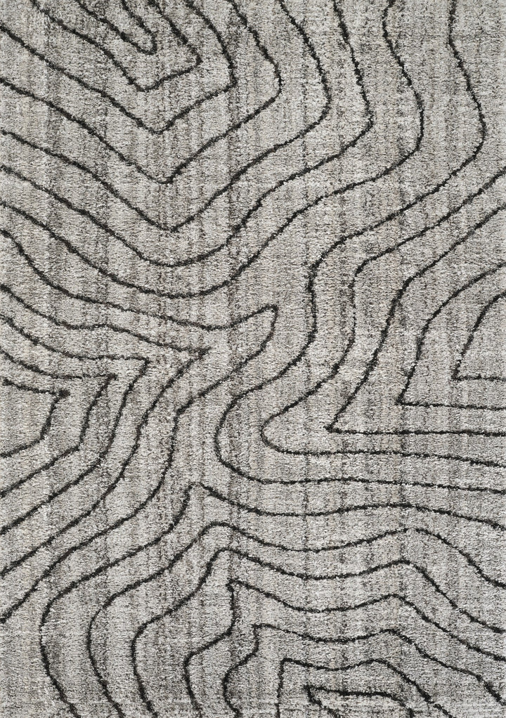 Modern Abstract Black & Ivory Area Rug | Polypropylene Blend | Contemporary Indoor Carpet