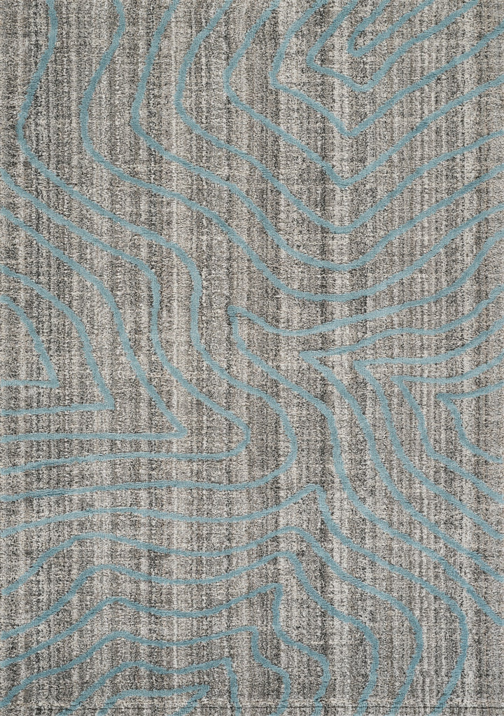 Modern Abstract Blue & Ivory Area Rug | Polypropylene Blend | Contemporary Indoor Carpet