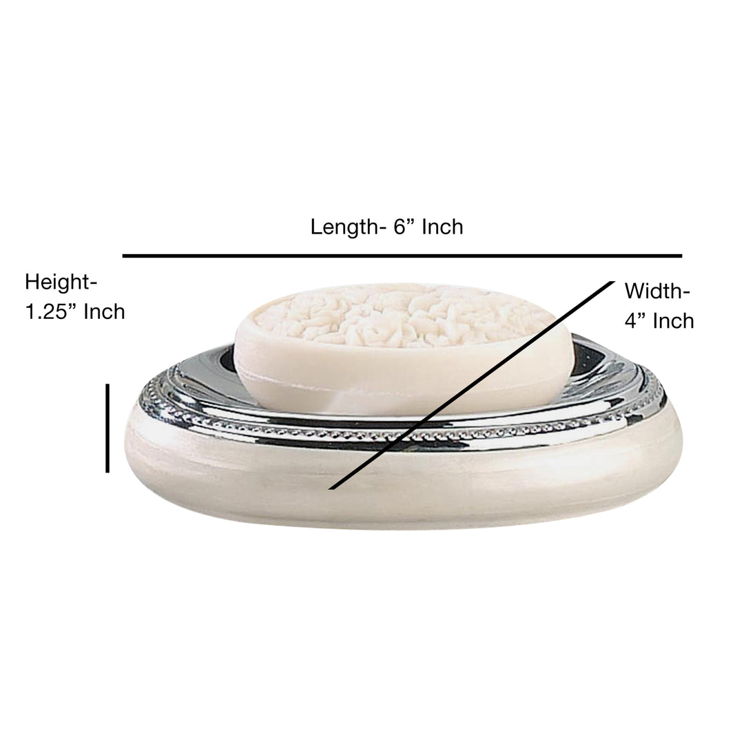 Soap Dish for Bathroom Counter,Shower & Kitchen | Enamel/Chrome Trim