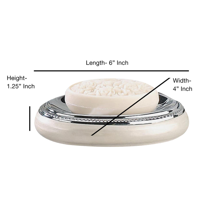 Soap Dish for Bathroom Counter,Shower & Kitchen | Enamel/Chrome Trim