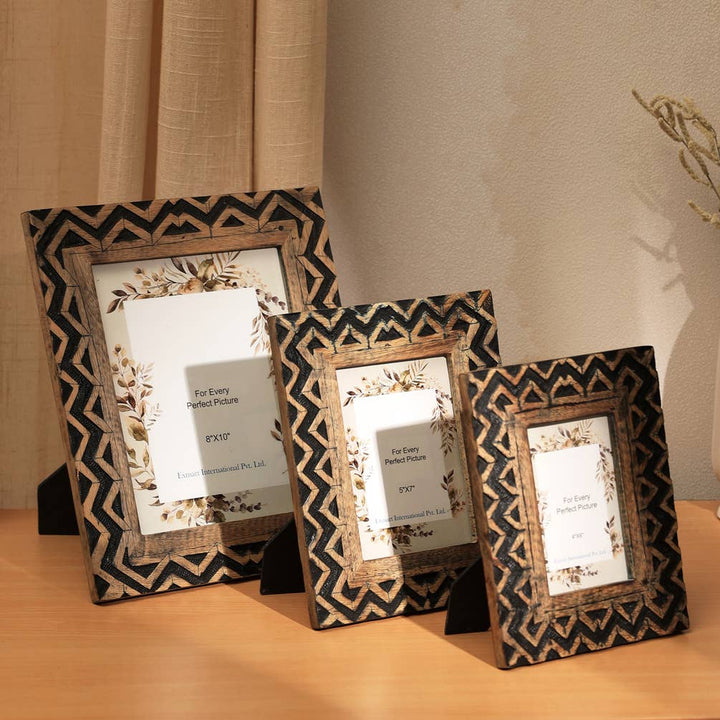 Wooden Carving Photo Frame 8'' X 10'' - Distress Black