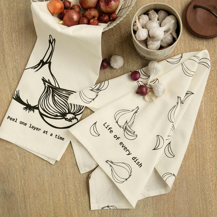 Masala Dish Towel Set / White - Cotton / Set Of 2 Pcs / 28 X 20.5 Inches (L X W) / Moq - 10 Sets