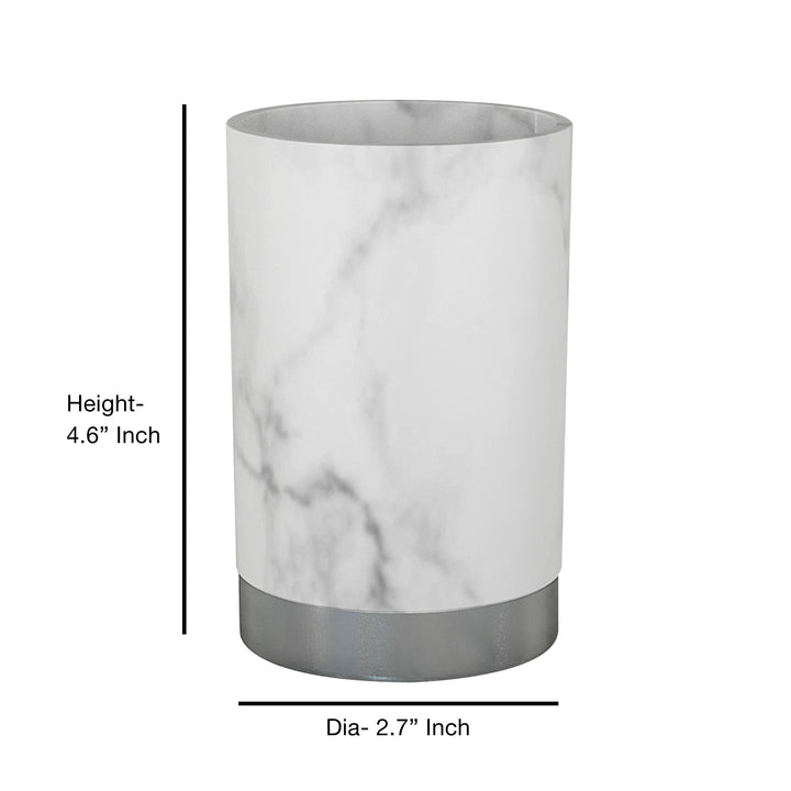 Resin Bathroom Tumbler Cup | Decorative Rinse Cup,Drinking Glass,Toothbrush & Makeup Brush Holder for Vanity Countertops,Sink & Desk | Misty Silver