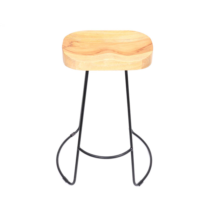 Saddle Seat Bar Stool with Natural Finish on Top (Set of 2)