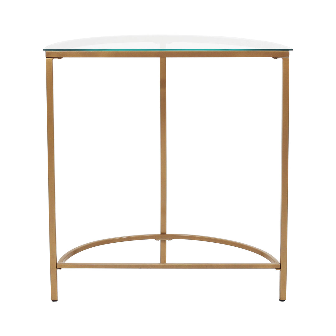 D-Shaped Console Table with Glass Top and Golden Base