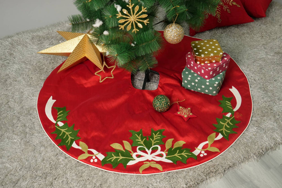 Tree Skirt With Embroidered