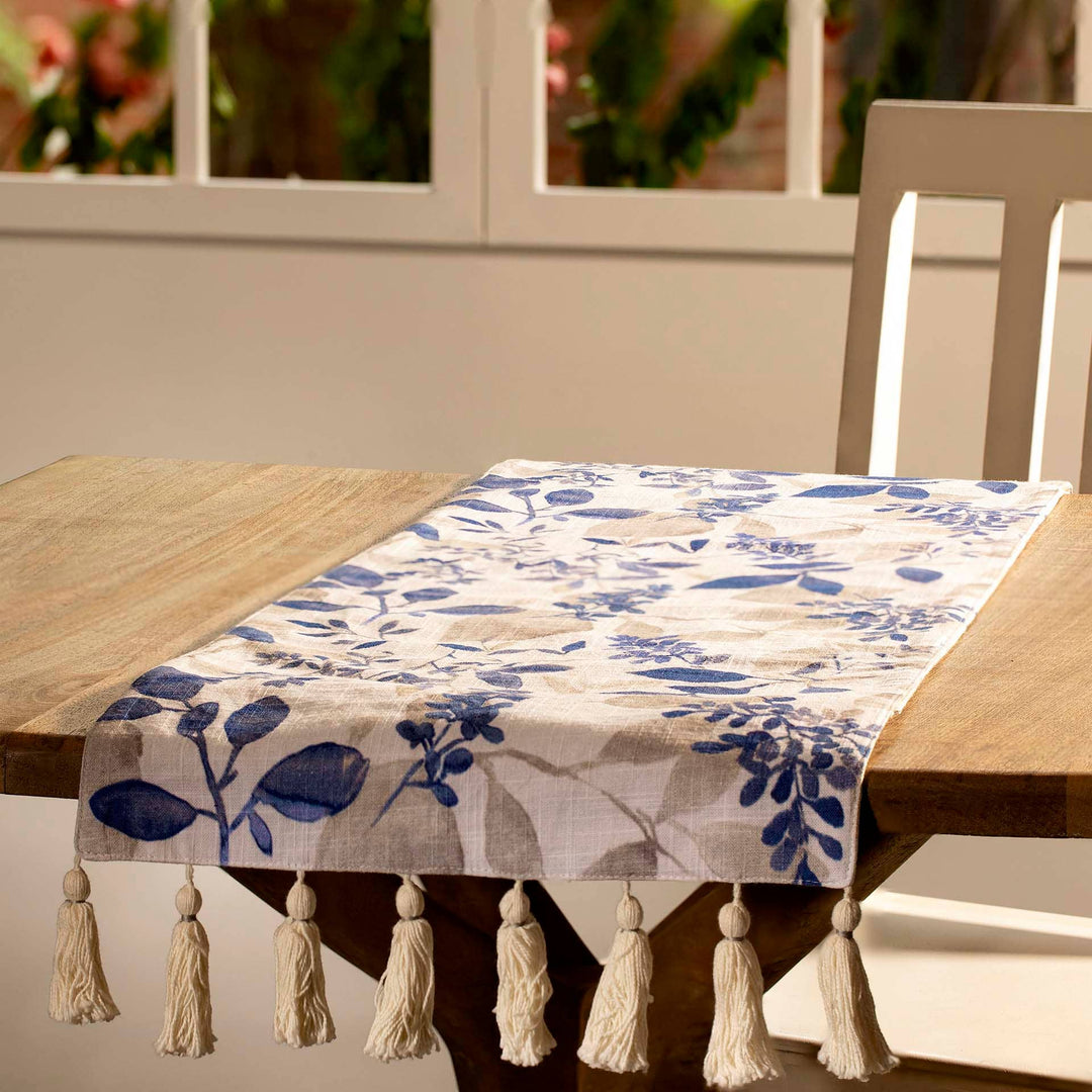 Tropical Paradise Linen Table Runner / Ivory - Cotton / 71.75 X 13.75 Inches (L X W) / Moq - 10 Pcs