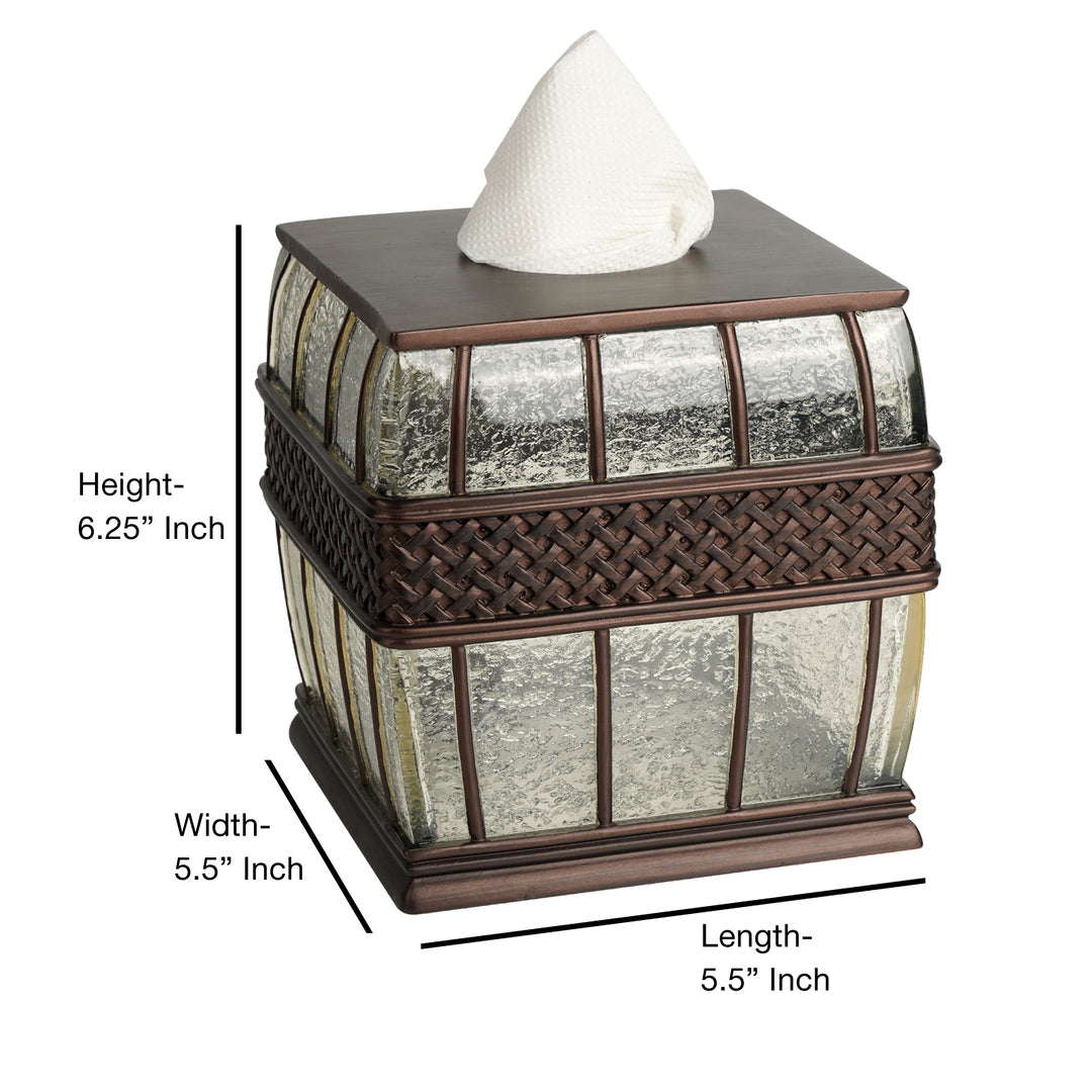 Tissue Box Cover | Resin Square Facial Tissue Box Holder | Oil Rubbed Bronze Finish