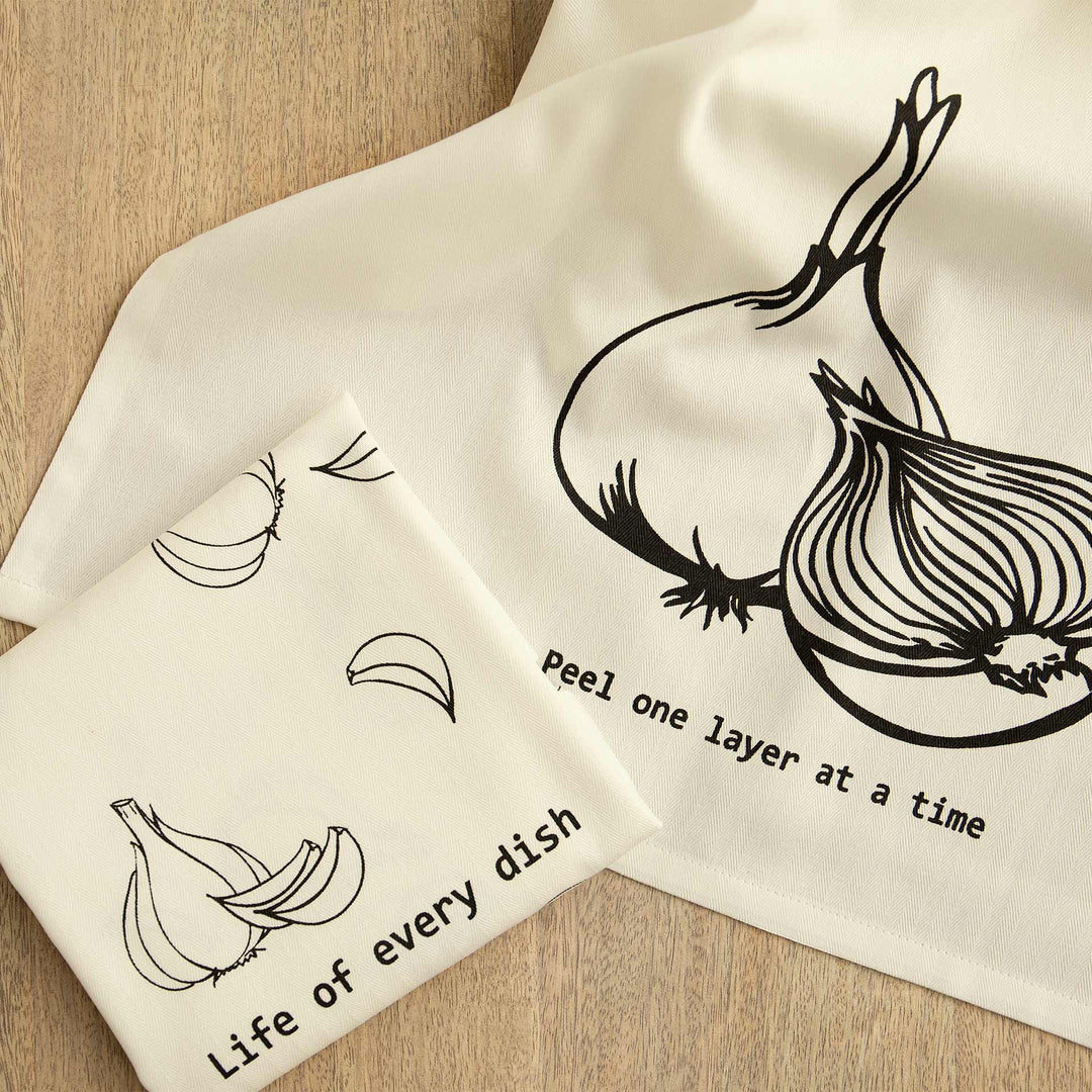 Masala Dish Towel Set / White - Cotton / Set Of 2 Pcs / 28 X 20.5 Inches (L X W) / Moq - 10 Sets