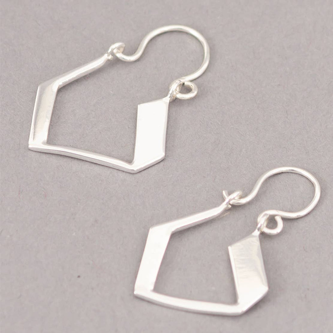 Wing Angles Hoop Earrings / Silver - Brass / L-1.5W-0.9 Inches (L X W) / Moq - 4 Pairs