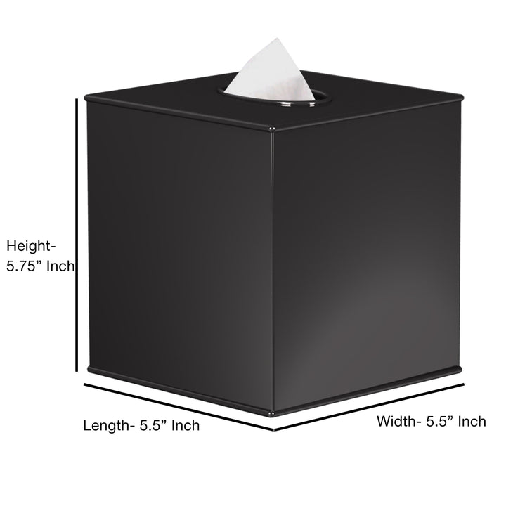 Tissue Box | Metal Boutique Tissue Box Cover | Stainless Steel Square Facial Tissue Box Holder | Black Nickel Finish