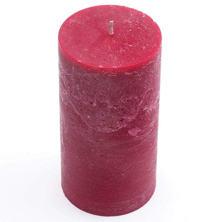 Set of 2 Rustic Pillar Candle Red