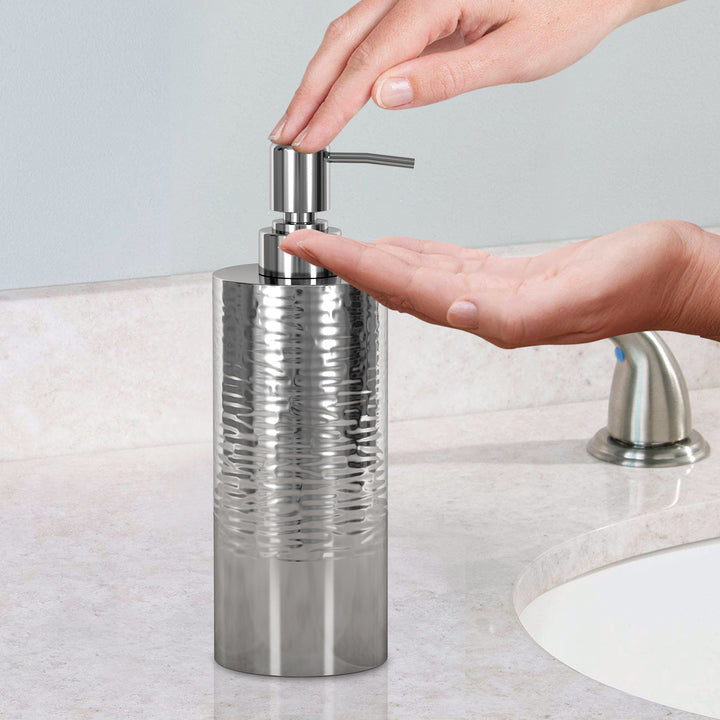 Liquid Soap Dispenser Pump Bottle | Bathroom Vanity & Kitchen Sink,Holds Soap,Lotion & Sanitizer | Shiny/Hammered