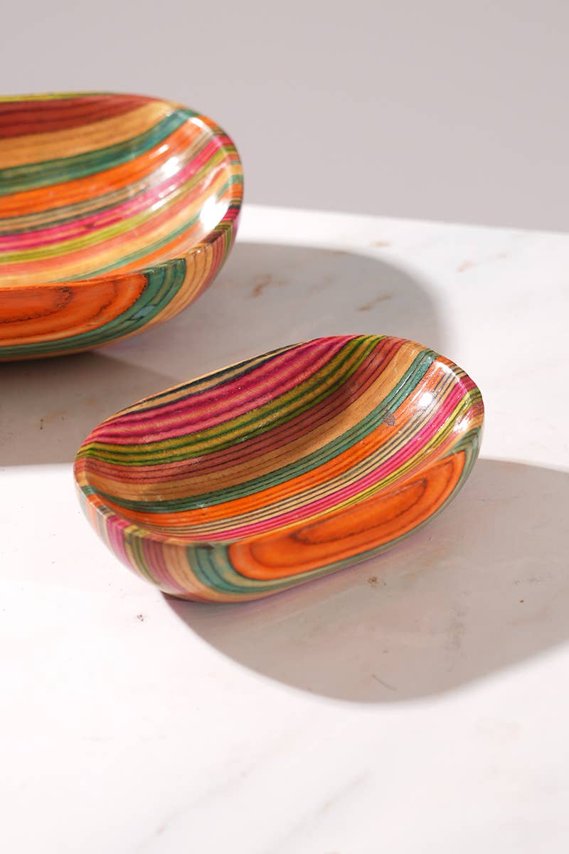 MULTI COLOR DECORATIVE OVAL BOWL -  Small