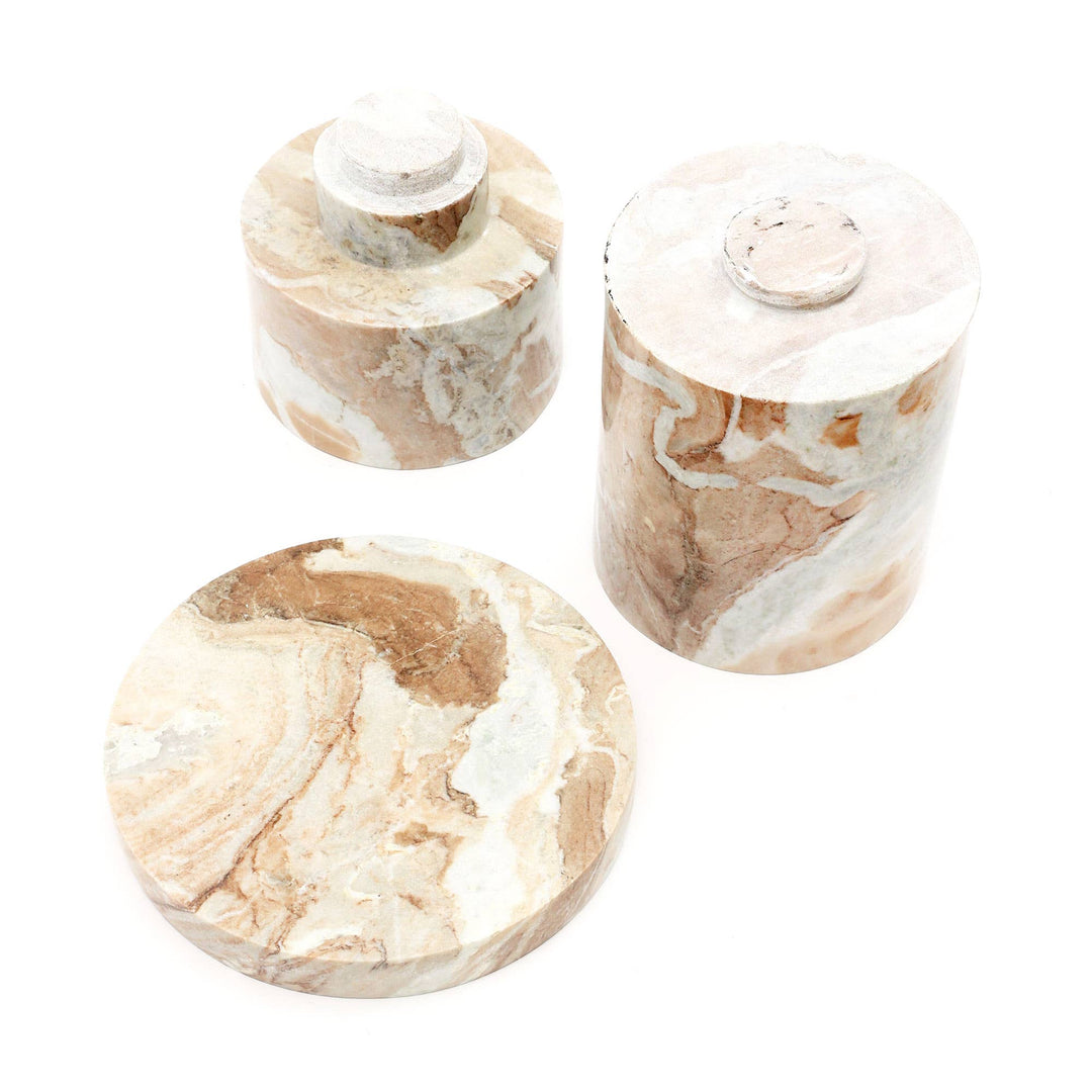 Round  Beige Marble Coffee Side Table