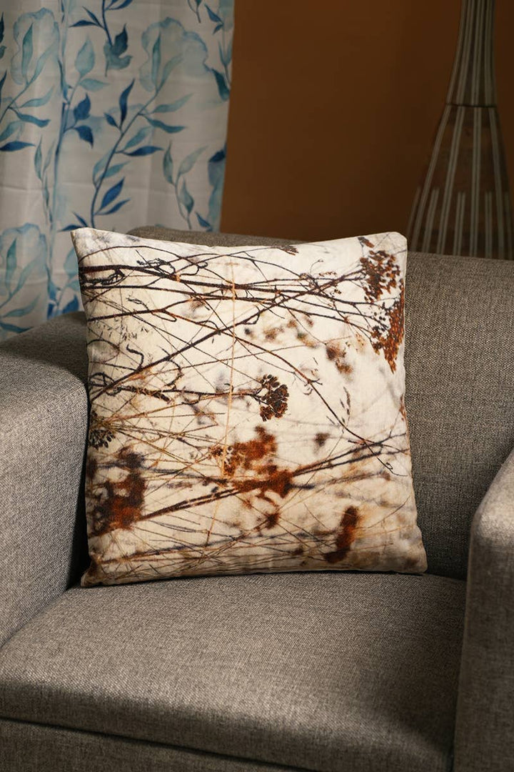 Velvet Printed Cushion (Beige)