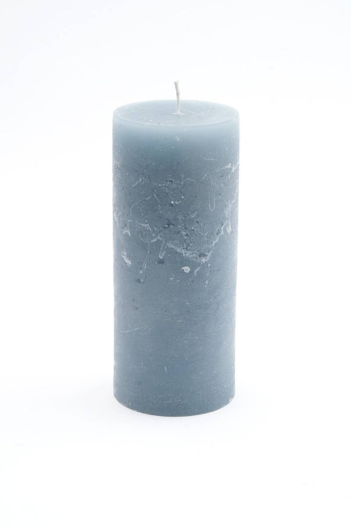 Rustic Pillar Candle Light Grey