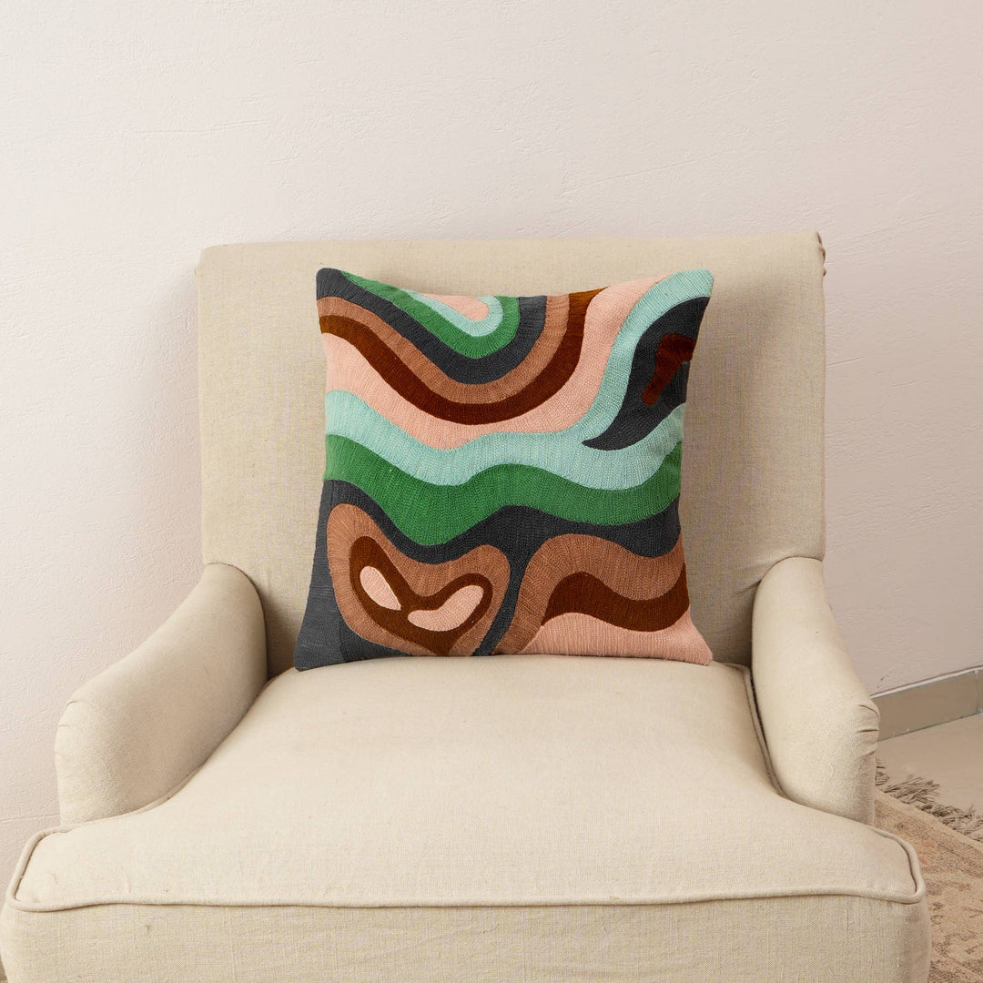 Decorative Cotton Embroidered Throw Pillow - 18" X 18"
