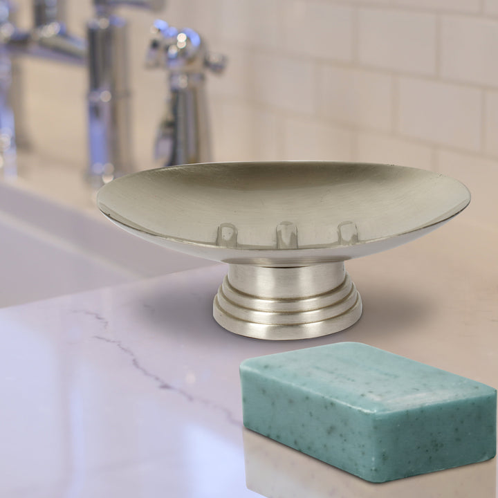 Soap Dish for Bathroom Counter,Shower & Kitchen | Brushed Pewter