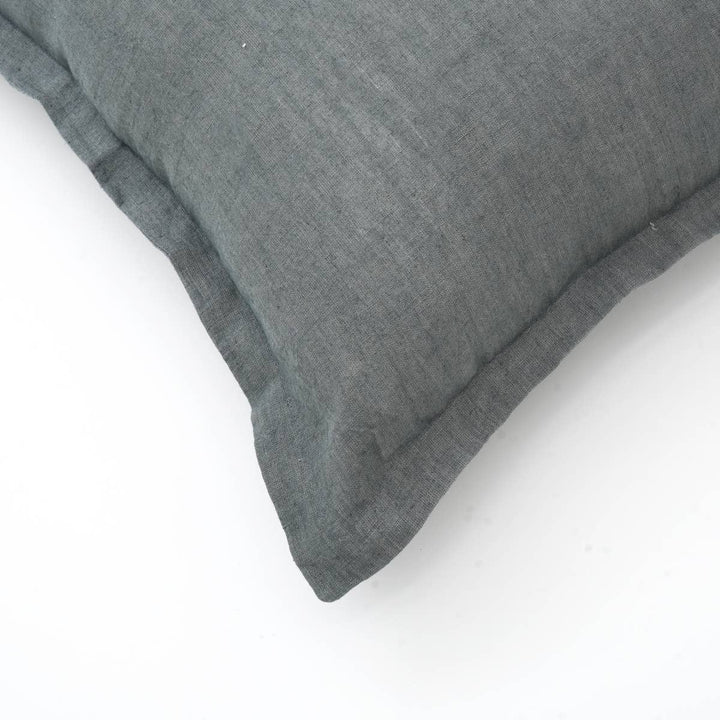 Linen Solid Cushion with Flanges (Grey)