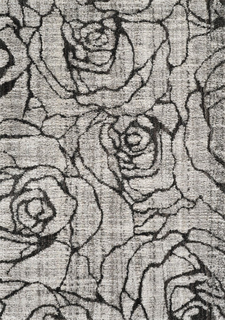 Modern Floral Black & Ivory Area Rug | Polypropylene Blend |  Contemporary Indoor Accent Rug