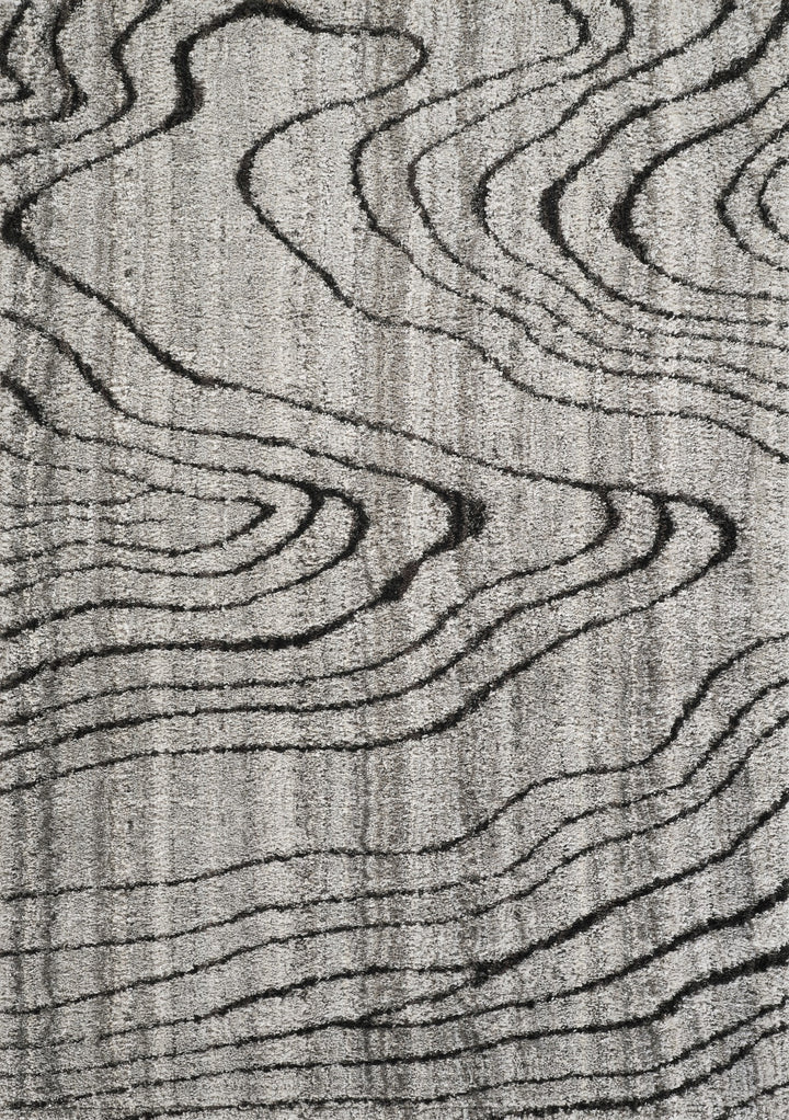 Modern Abstract Black & Ivory Area Rug | Polypropylene Blend | Contemporary Indoor Accent Rug