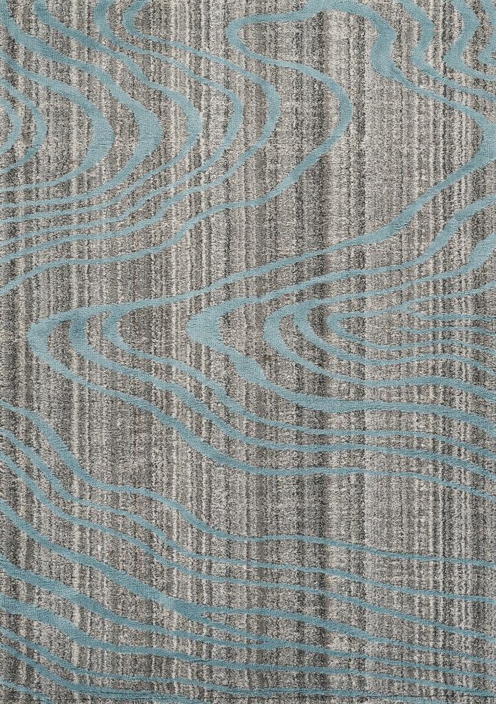 Modern Abstract Blue & Ivory Area Rug | Polypropylene Blend | Contemporary Indoor Accent Rug
