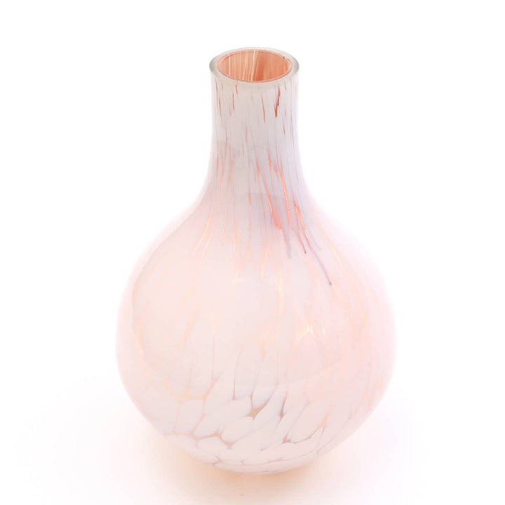 White Splutter Round Glass Vase