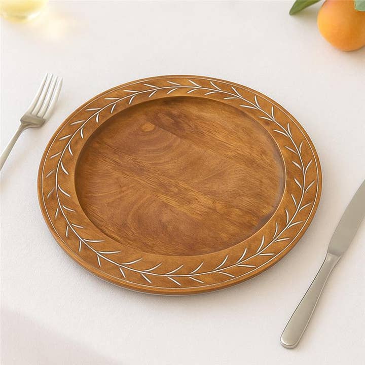 Handcrafted 13" Wooden Charger Plate| Wooden Dinning Placemat|Artisan Wood Tableware