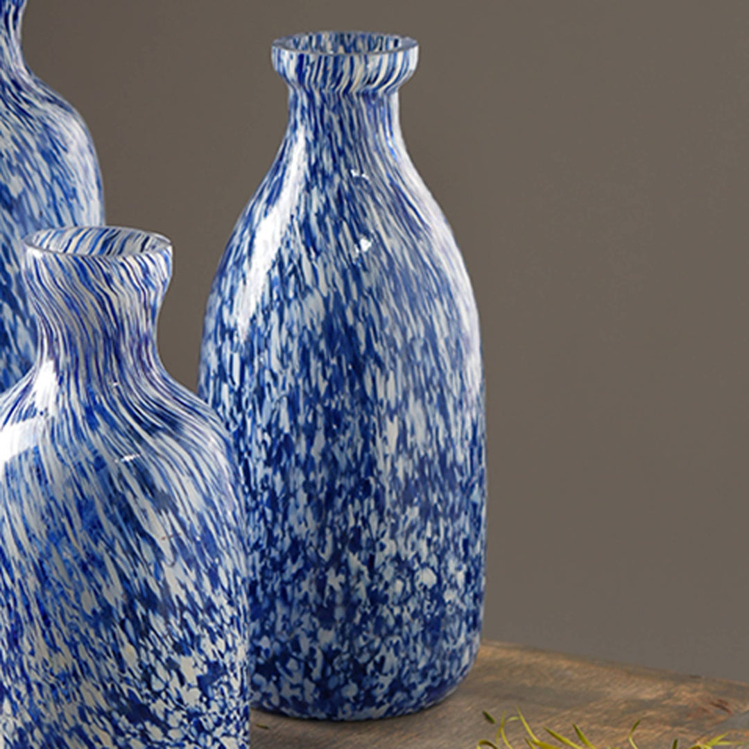 Blue & White Marble Finish U Shaped Hurricane Vase