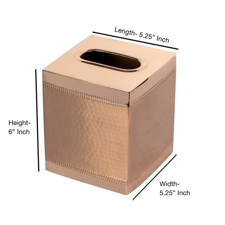 Tissue Box | Stainless Steel Square Facial Tissue Box Holder | Copper Finish