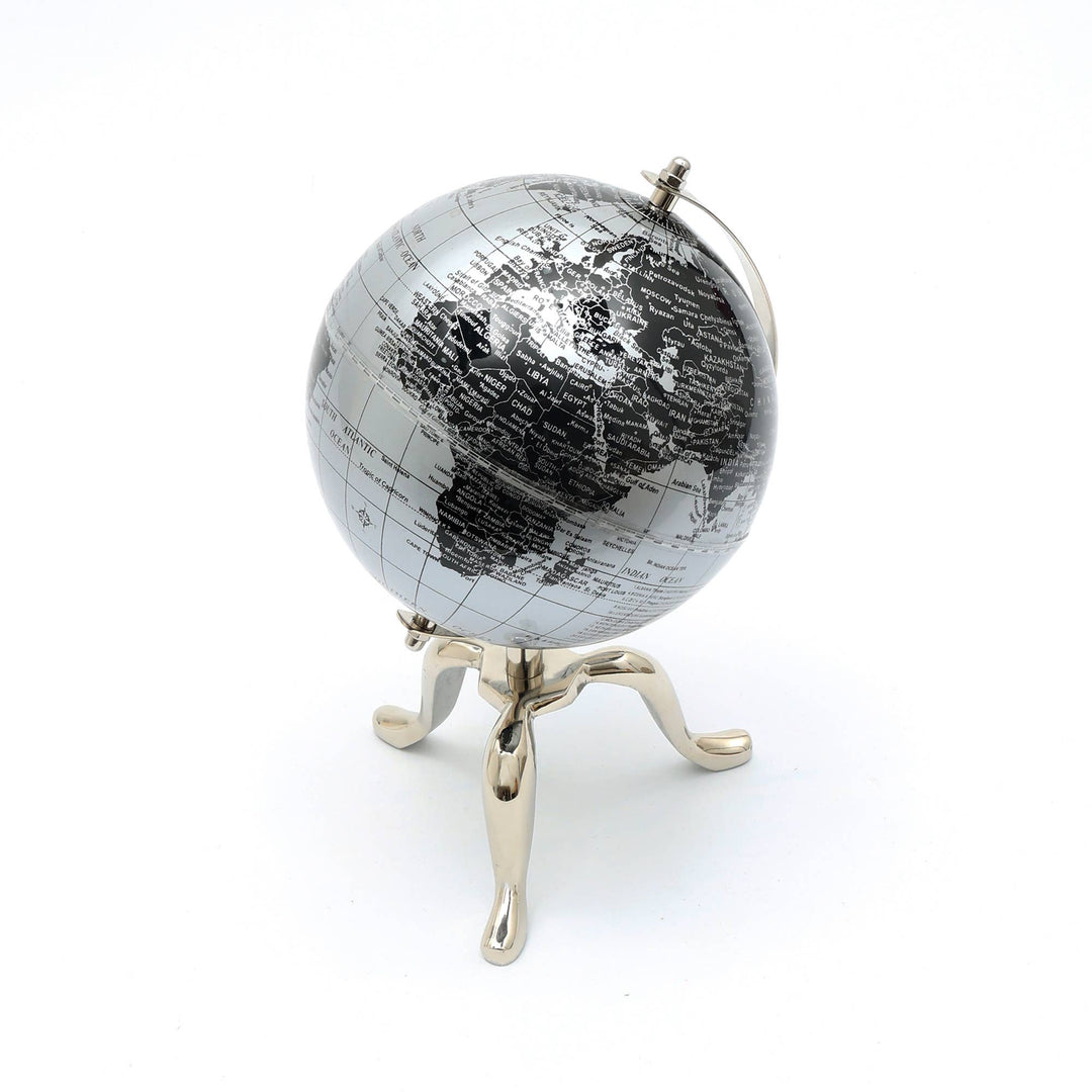 Tabletop Decorative Globe on Aluminum Stand - 10"(H)