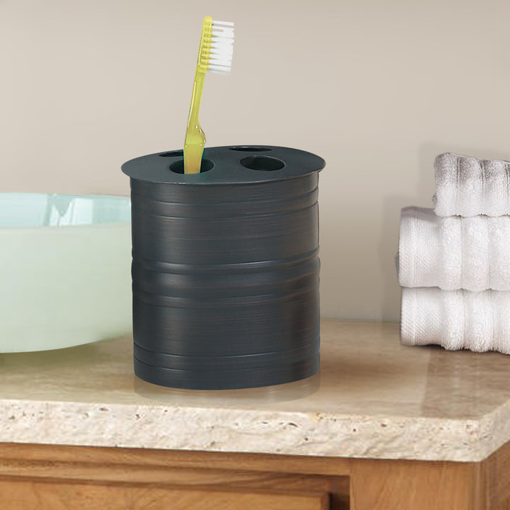 Metal Toothbrush Holder | Compact Multi-Slot Holder for Toothbrushes,Razors & Makeup Accessories | Orb