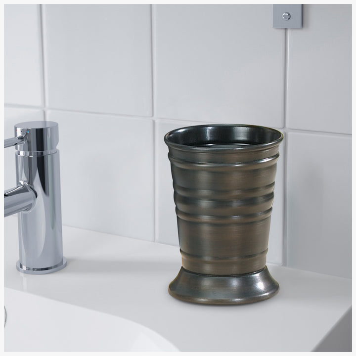Stainless Steel Tumbler Bathroom Tumbler Cup | Decorative Rinse Cup,Drinking Glass,Toothbrush & Makeup Brush Holder for Vanity Countertops,Sink & Desk | Orb