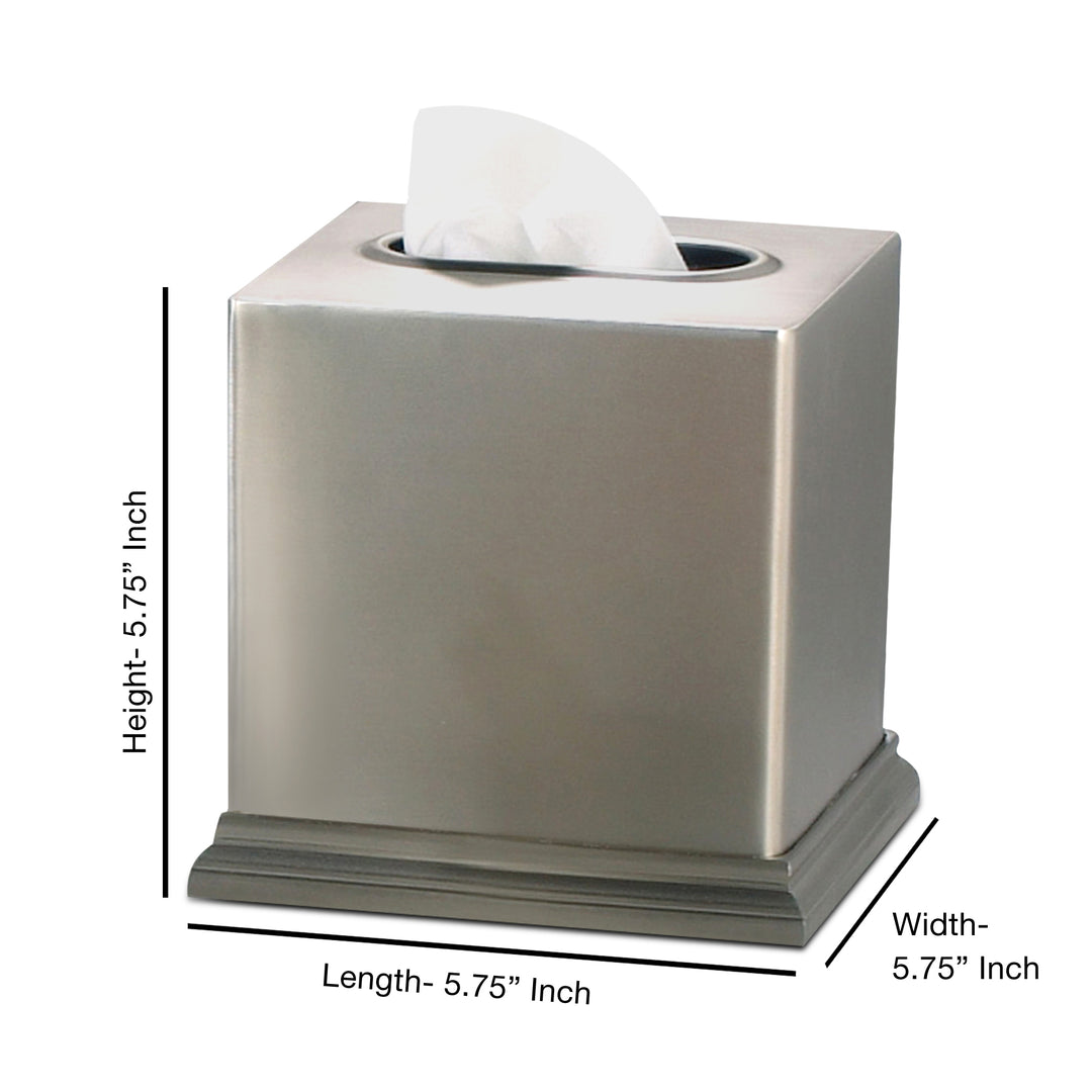 Tissue Box | Stainless Steel Square Facial Tissue Box Holder | Brushed Pewter Finish