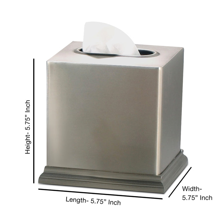 Tissue Box | Stainless Steel Square Facial Tissue Box Holder | Brushed Pewter Finish