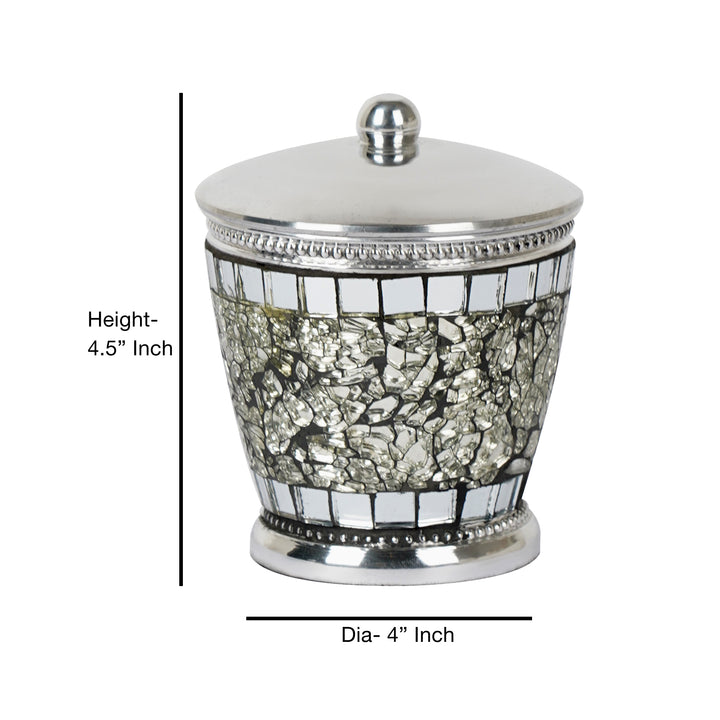 Vanity Jar  | Stylish Storage for Cotton Swabs,Rounds,Balls,Sponges & Bath Salts  | Decorative Canister for Bathroom, Bedroom |  Ice Mosaic