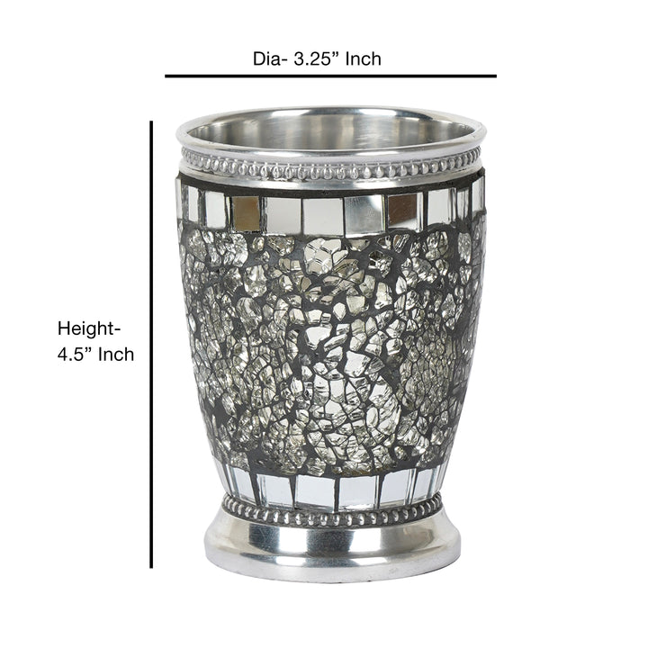 Bathroom Tumbler Cup | Decorative Rinse Cup,Drinking Glass,Toothbrush & Makeup Brush Holder for Vanity Countertops,Sink & Desk | Ice Mosaic